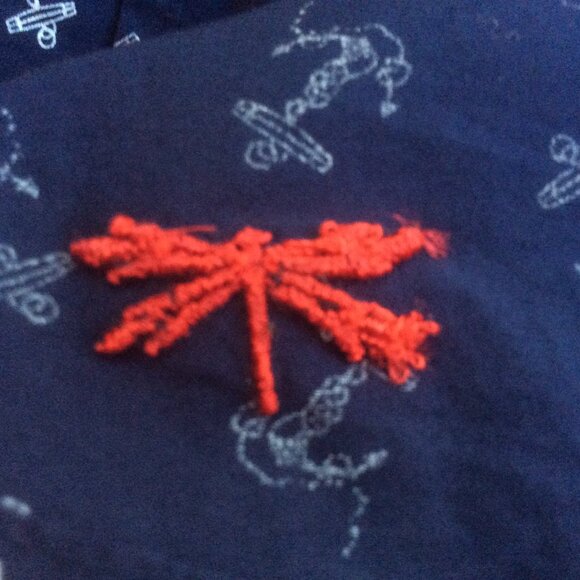 Talbots Navy Blue with White Anchor Print Nautical Long Sleeve EUC Shirt Size 14 - Picture 5 of 5